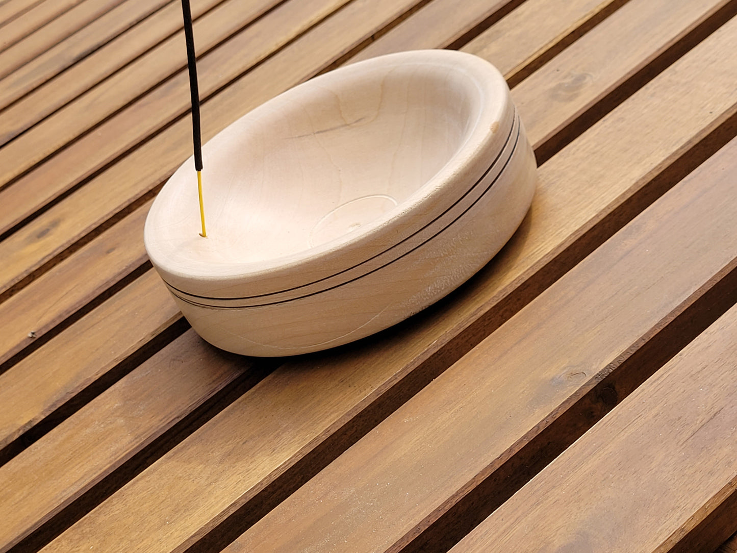 Simple bowl style incense burner in white maple